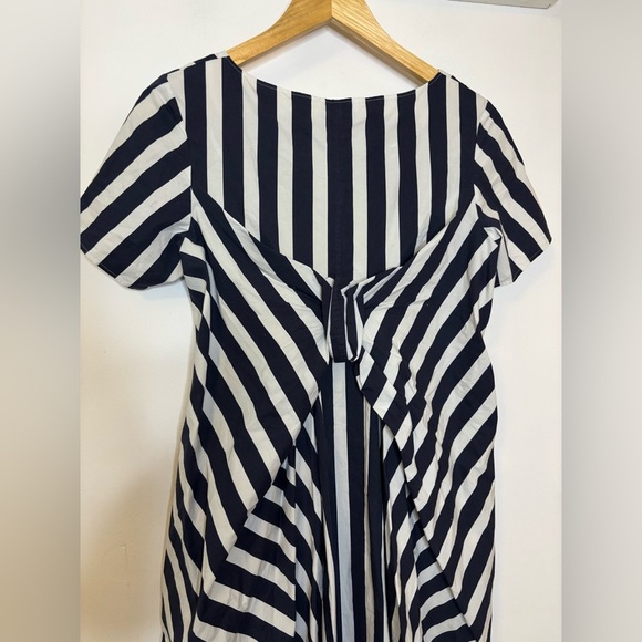 COS Navy and White Striped Cotton Twist Back Dress - Picture 7 of 8